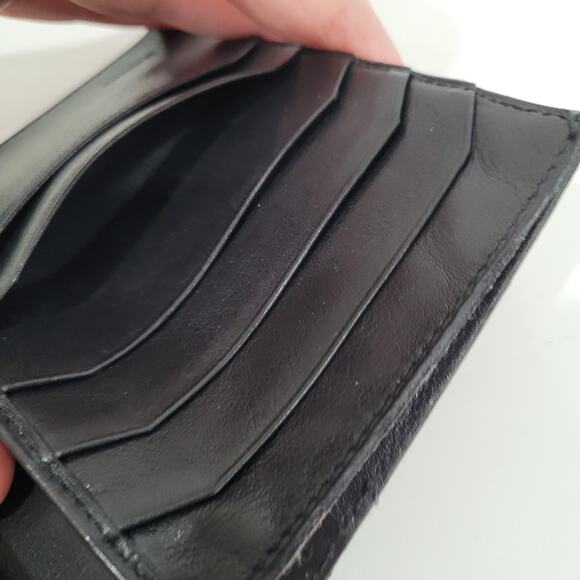 Bally Vintage Leather Wallet Black Logo Bifold Medium Compact Kisslock Woven - Picture 7 of 12